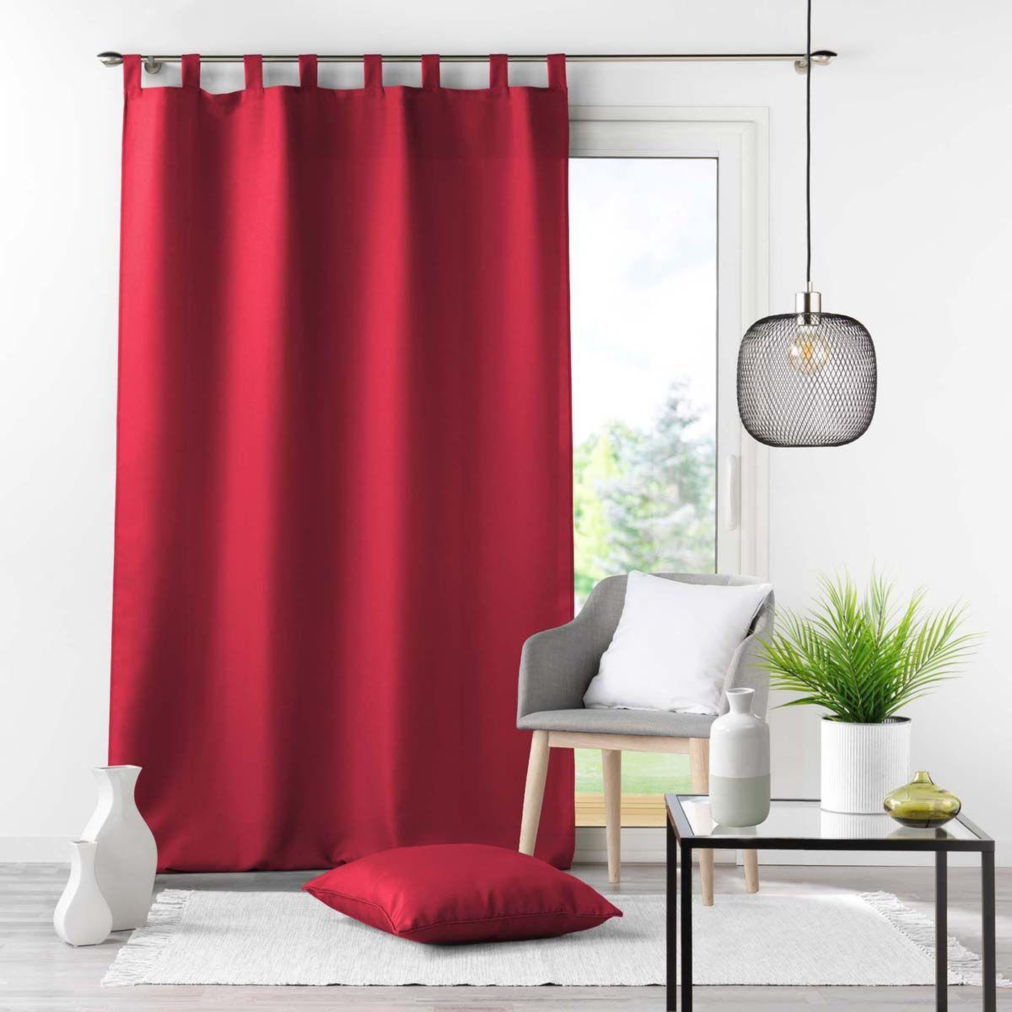 Voir la diapositive 3 : Douceur d'Intérieur Rideau à Passants  Essentiel  140x260cm Rouge