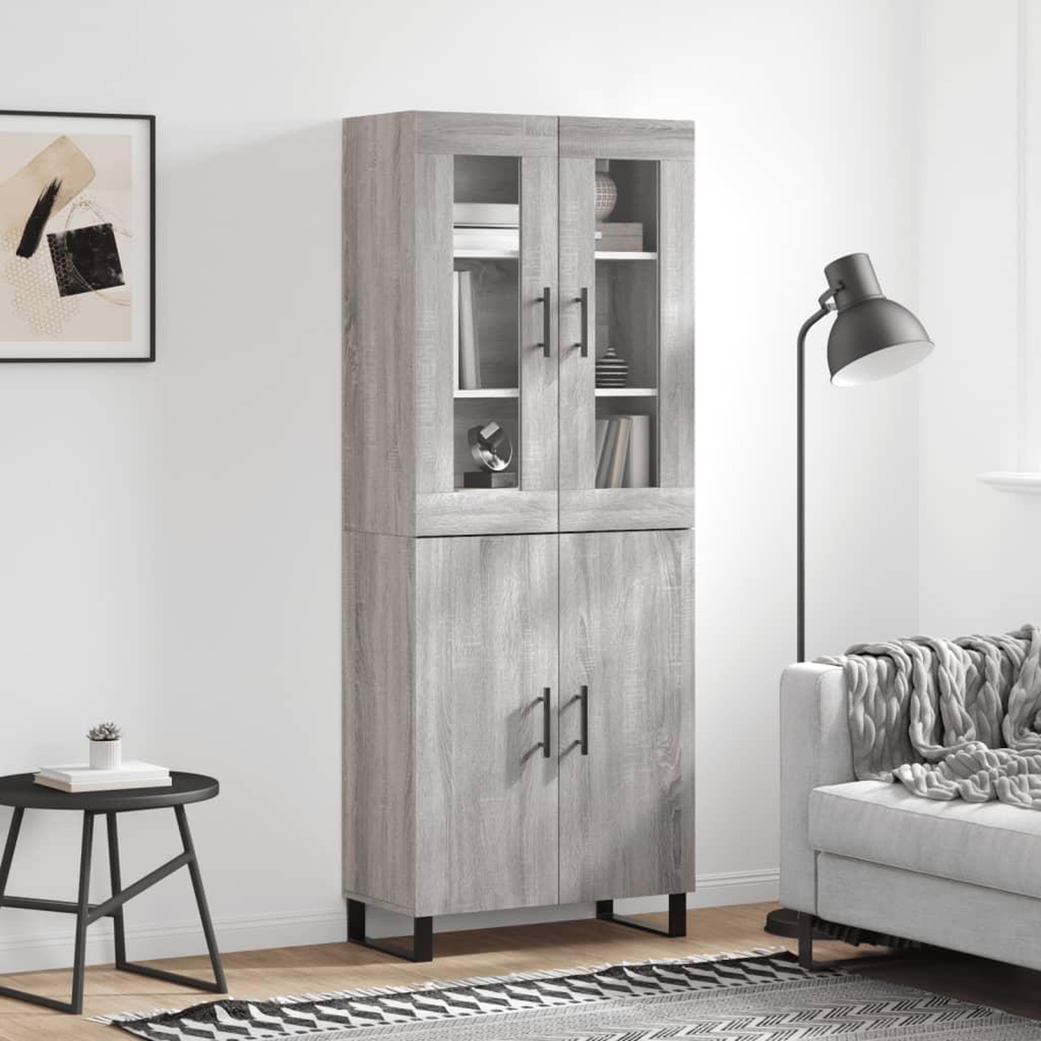 VIDAXL Buffet haut Sonoma gris 69,5x34x180 cm Bois d'ingenierie