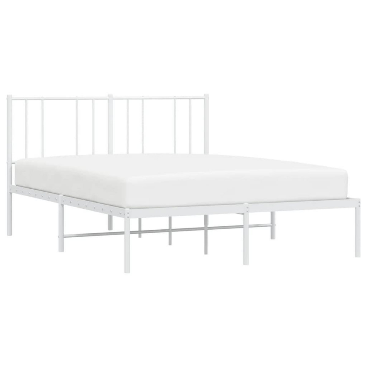 VIDAXL Cadre de lit metal sans matelas et tete de lit blanc 140x200 cm