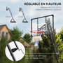 Voir la diapositive 4 : HOMCOM Panier de basket-ball sur pied avec base de lestage sur roulettes hauteur réglable 2,93-3,5 m acier PC noir