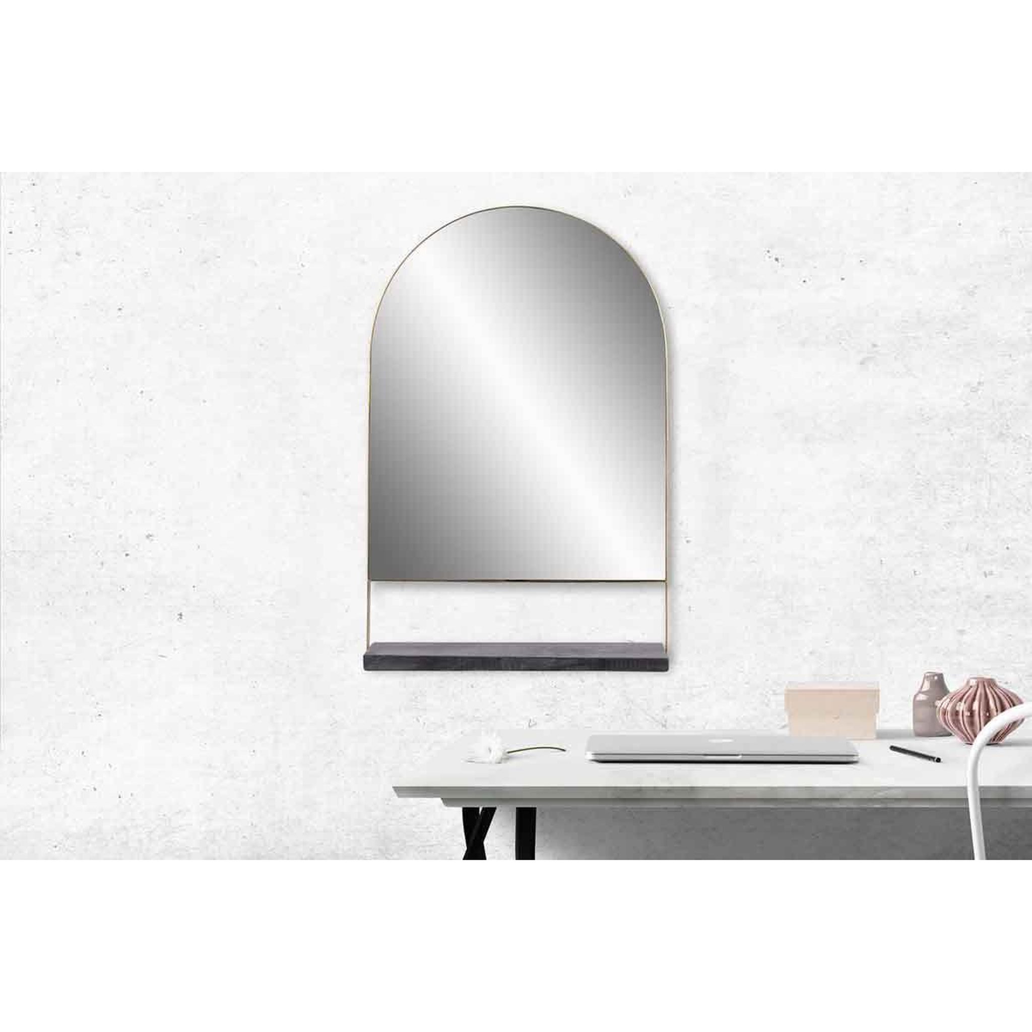 Voir la diapositive 3 : Paris Prix Miroir mural & étagère design  doha  69cm noir
