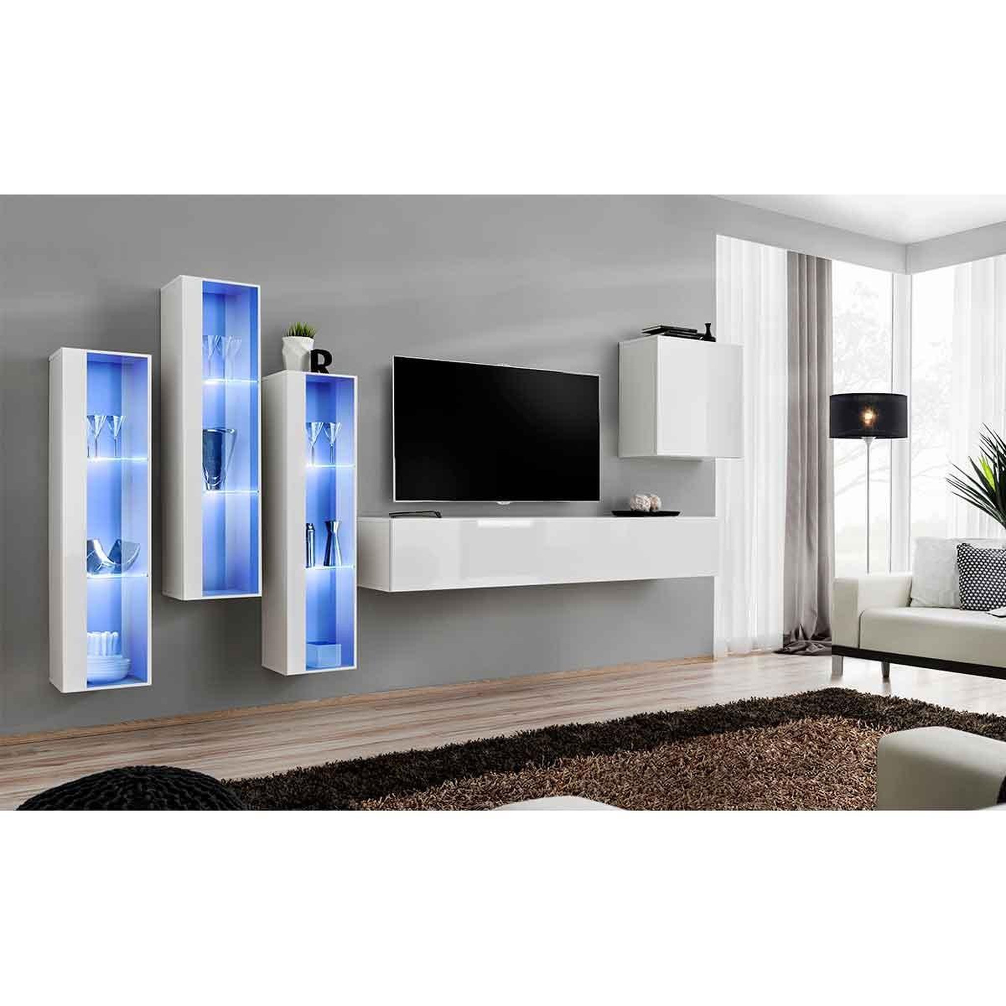 Voir la diapositive 2 : Paris Prix Meuble tv mural design  switch xiii  330cm blanc