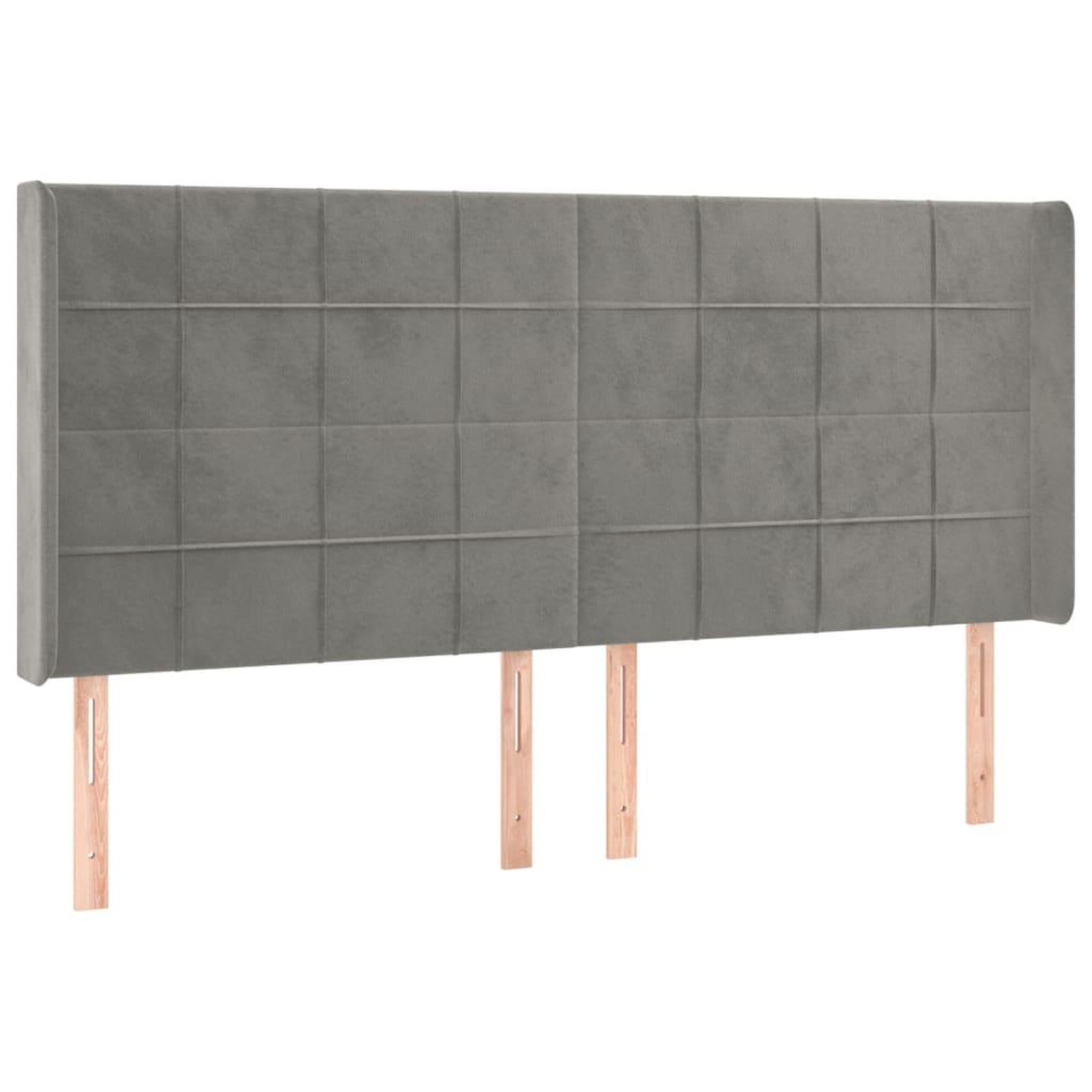 Voir la diapositive 2 : VIDAXL Tete de lit avec oreilles Gris clair 203x16x118/128 cm Velours