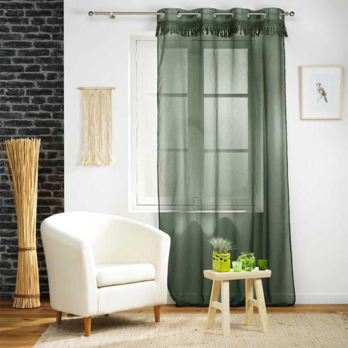 Paris Prix Rideau Voilage à Œillets  Zagora  140x240cm Kaki