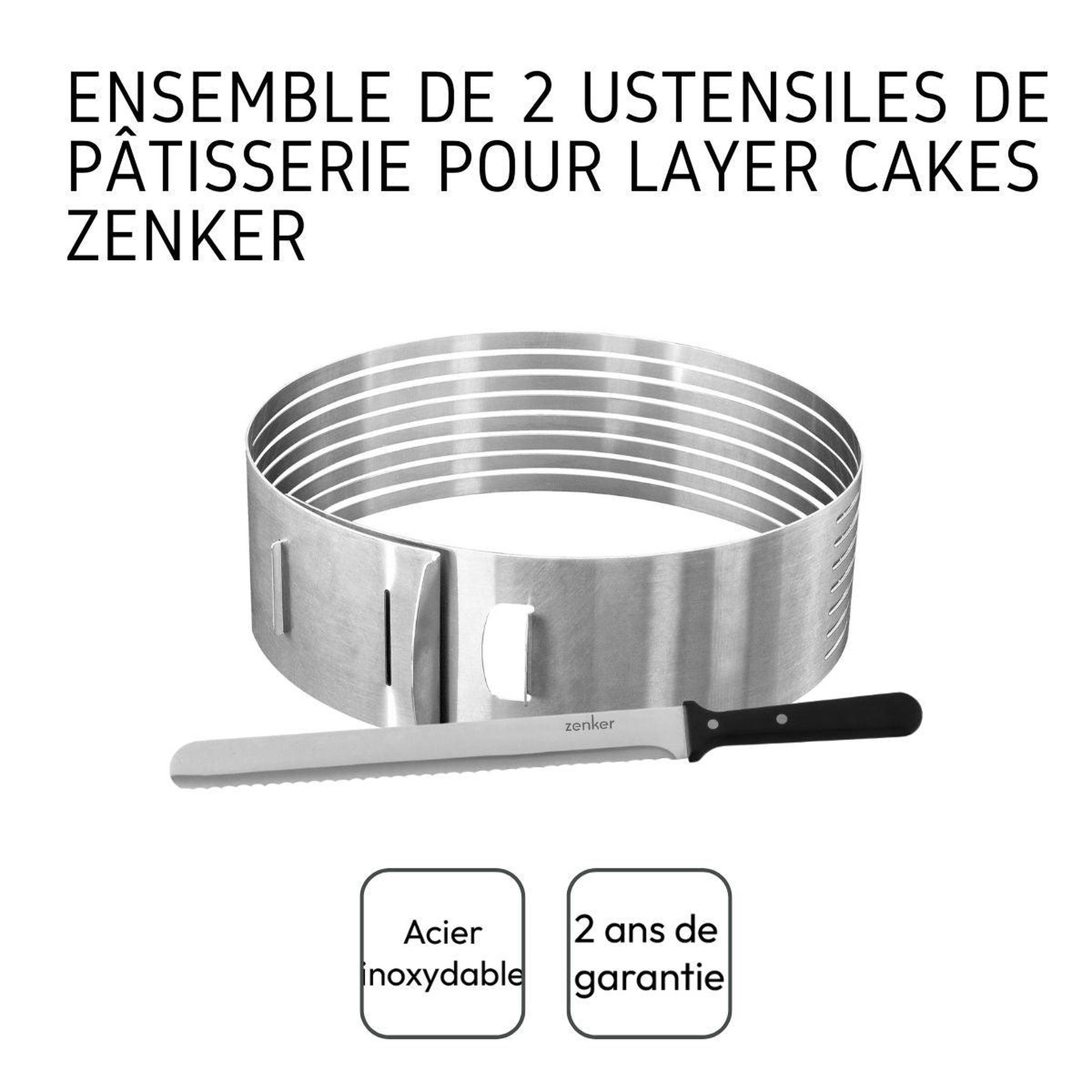 Voir la diapositive 4 : ZENKER Ensemble de 2 ustensiles de pâtisserie pour layer cakes zenker