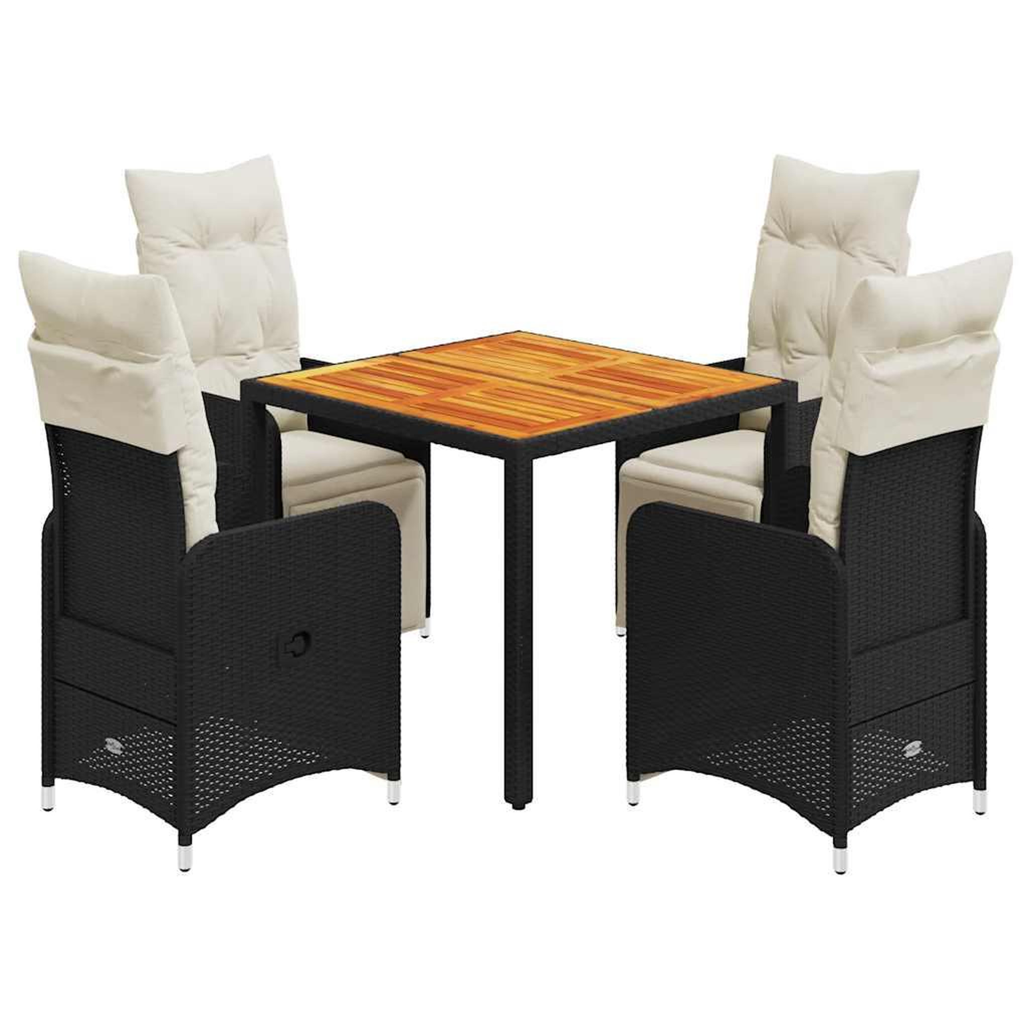 Voir la diapositive 2 : VIDAXL Ensemble de bistro de jardin 5 pcs coussins noir poly rotin