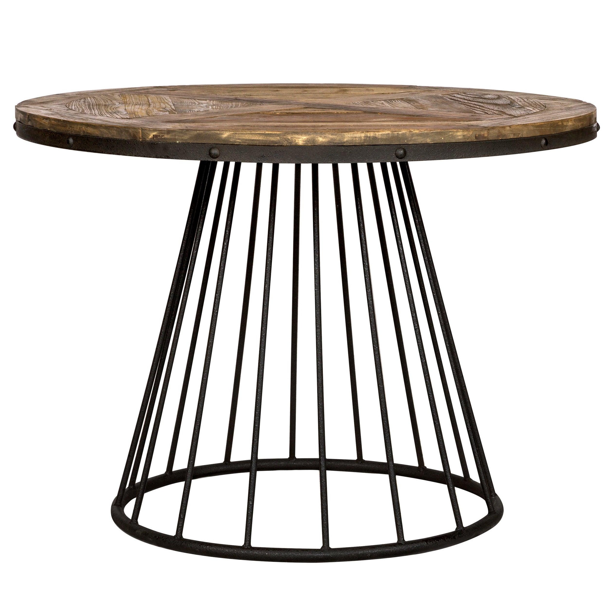 Voir la diapositive 3 : MAISON PAVANE Table ronde 5 personnes en bois de cèdre et pied en métal d110 cm-pralus