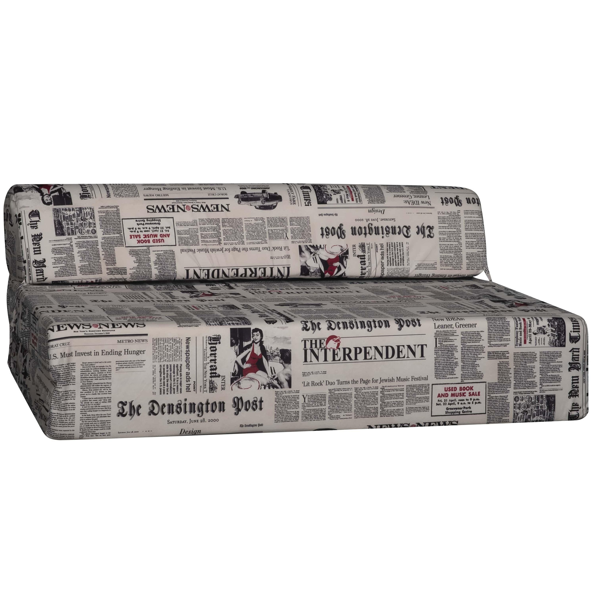 Voir la diapositive 2 : Chauffeuse 2 places NEWSPAPER tissu journal