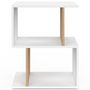 Voir la diapositive 3 : ID MARKET Lot de 2 tables de chevet SOFIA forme S avec rangements ouverts blanc et effet hêtre