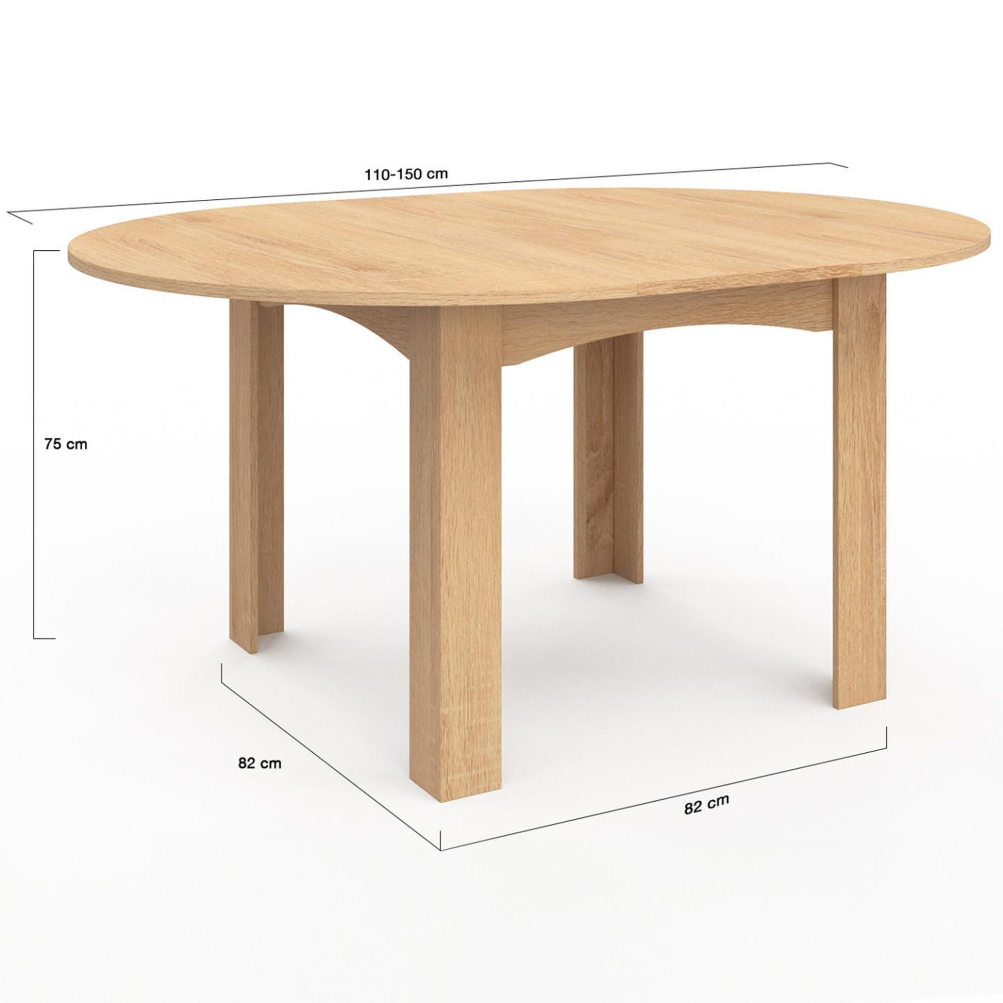 Voir la diapositive 5 : ID MARKET Table à manger extensible ronde dona 4-8 personnes façon hêtre 110-150 cm