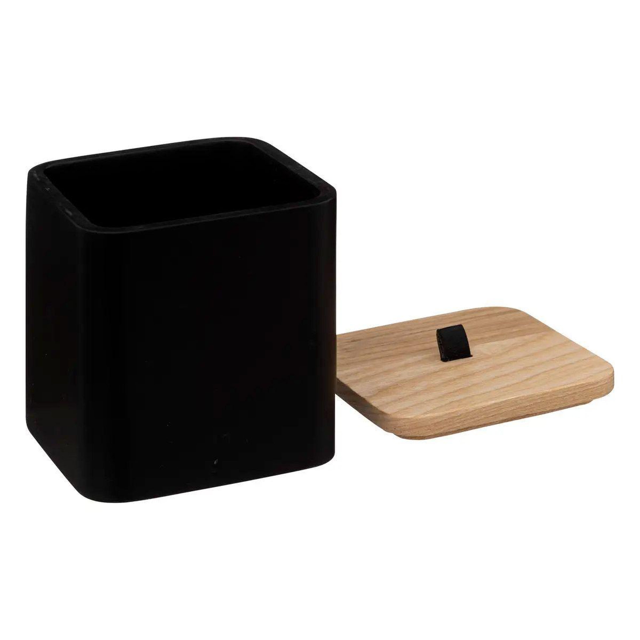 Voir la diapositive 2 : FIVE Pot à coton en résine  natureo  9cm noir