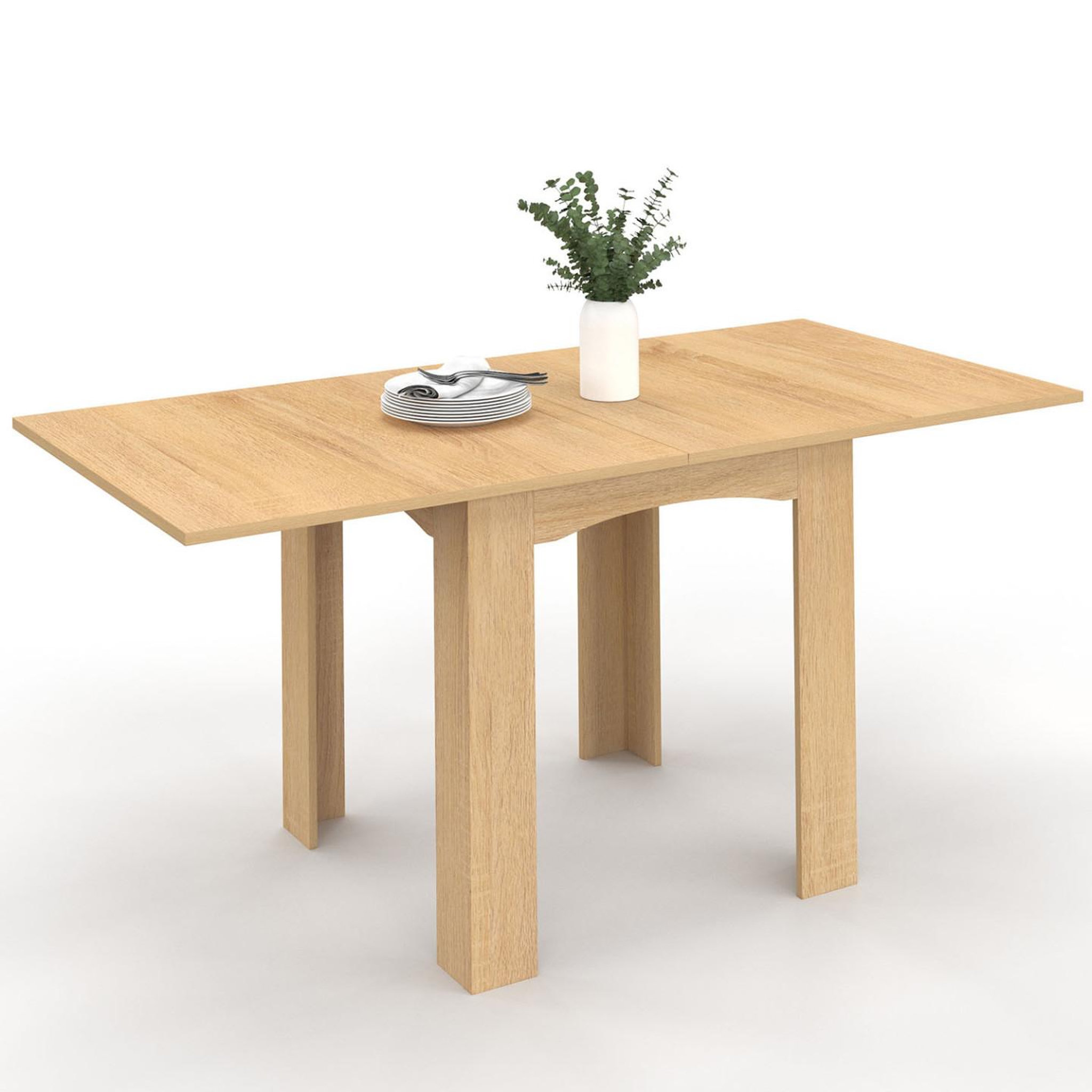 ID MARKET Table à manger extensible rectangle dona 4-8 personnes hêtre 80-160 cm