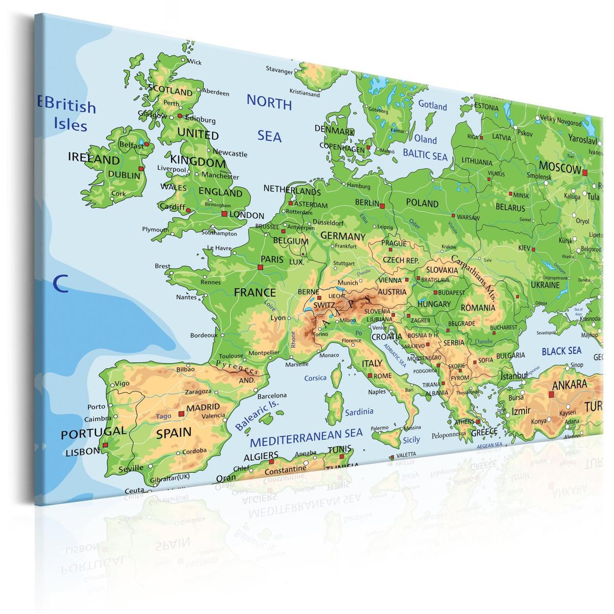 Paris Prix Tableau imprimé  map of europe. Coloris disponibles : Multicolore