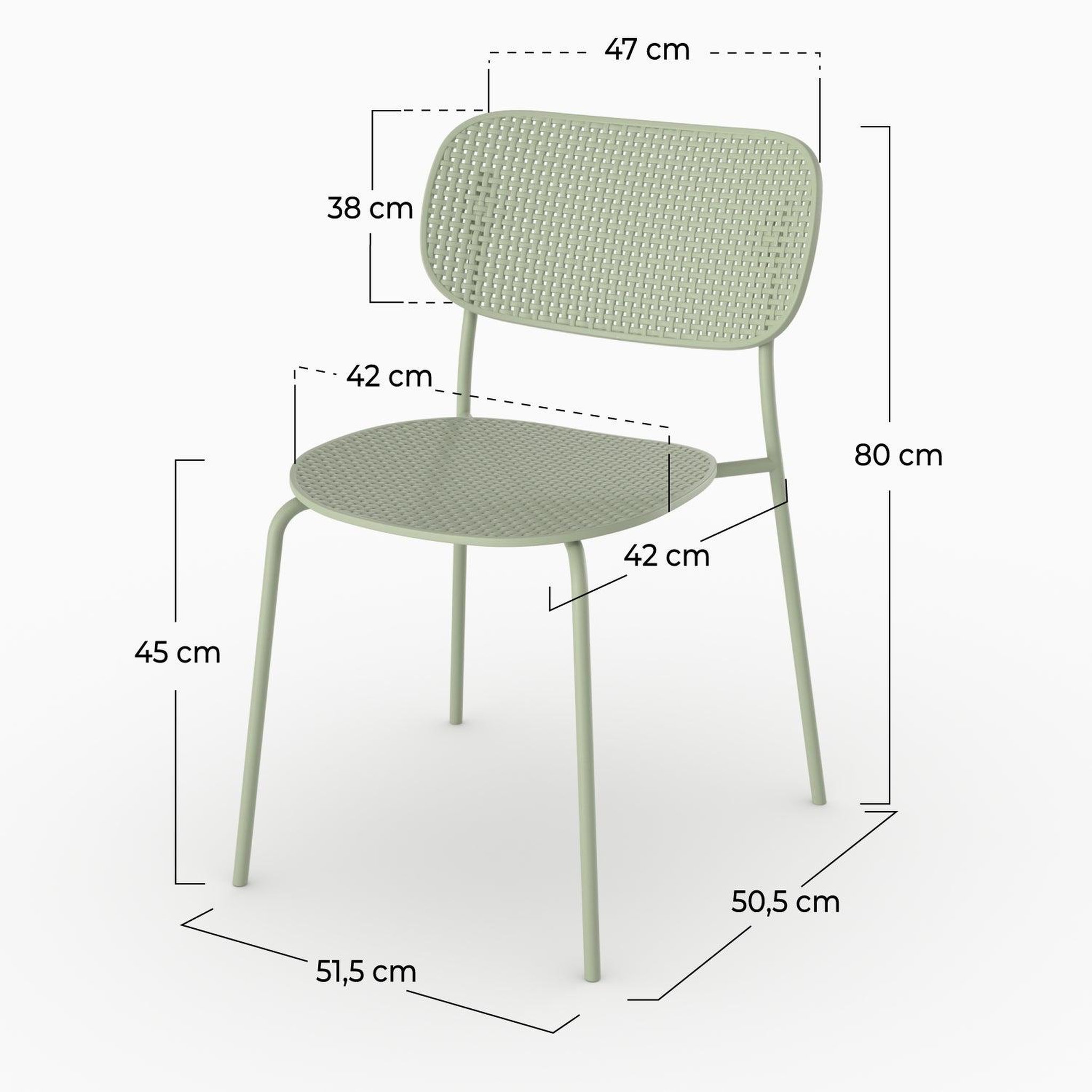 Voir la diapositive 4 : MAISON PAVANE Lot de 2 chaises de jardin empilables en plastique vert pastel-géa