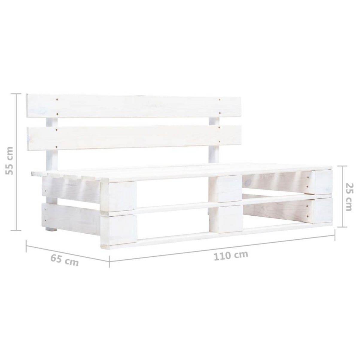 VIDAXL Canape central palette de jardin Blanc Bois de pin impregne