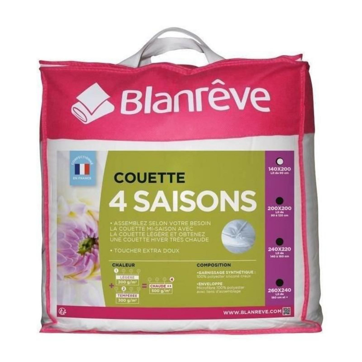 BLANREVE BLANREVE Couette 4 saisons - 140 x 200 cm - Blanc