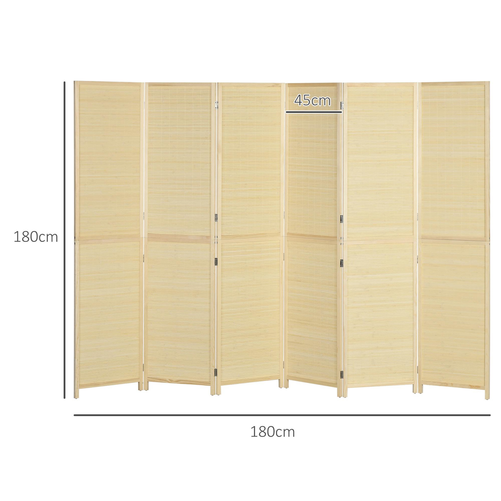 Voir la diapositive 3 : HOMCOM Paravent séparateur de pièce 6 panneaux pliables dim. 270L x 180H cm bois de bambou