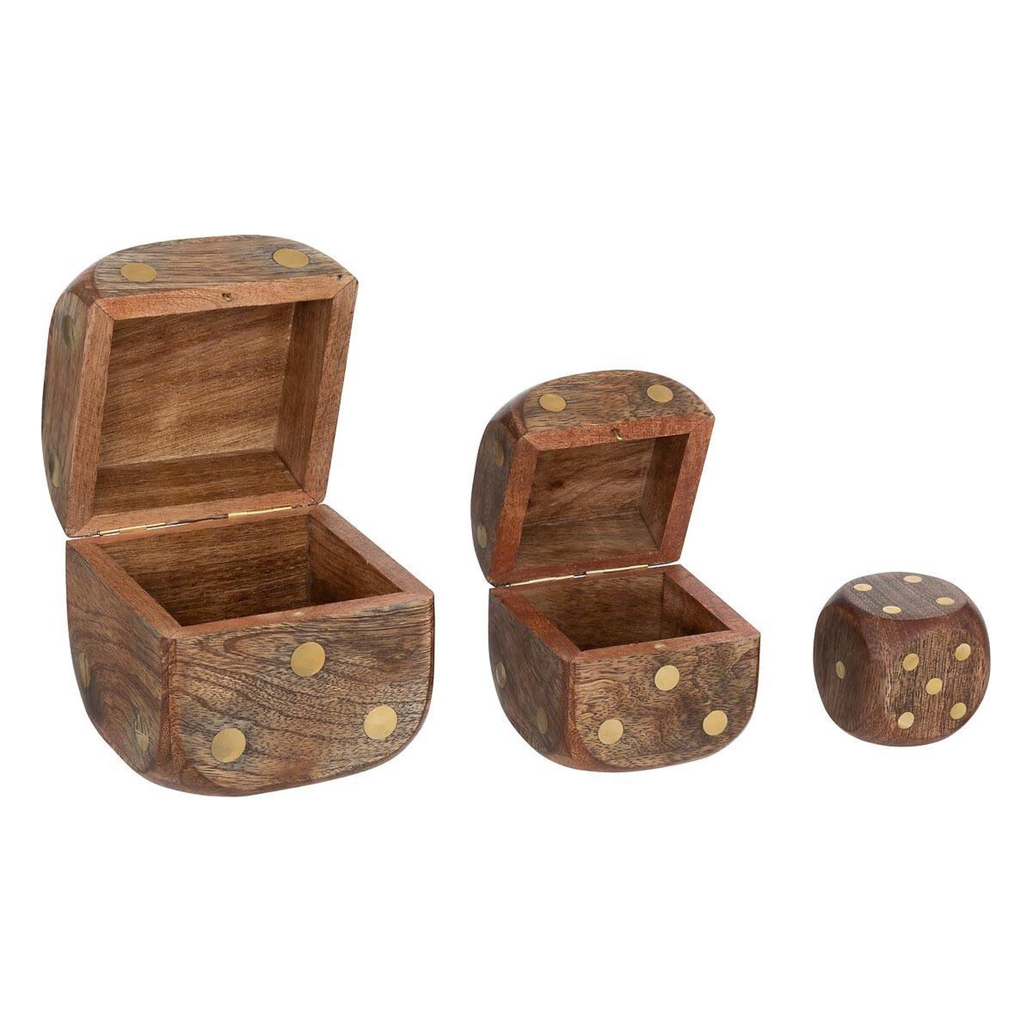 Voir la diapositive 3 : ATMOSPHERA Lot de 3 dés déco en bois  roger  10cm marron
