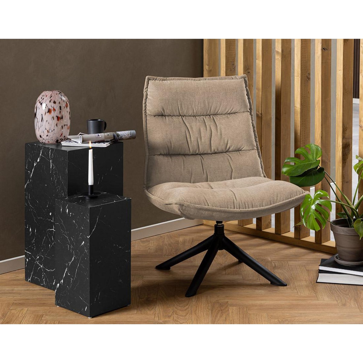 LISA DESIGN Mellow - fauteuil pivotant - en tissu - pieds en acier