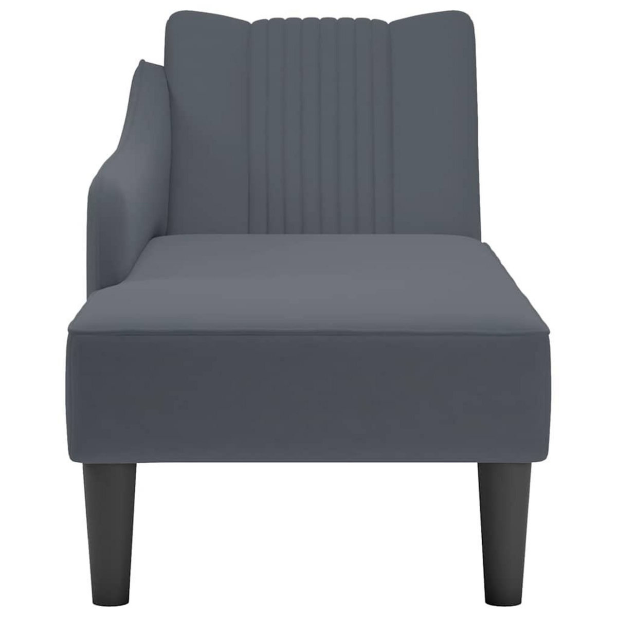 VIDAXL Fauteuil long avec accoudoir droit gris fonce velours