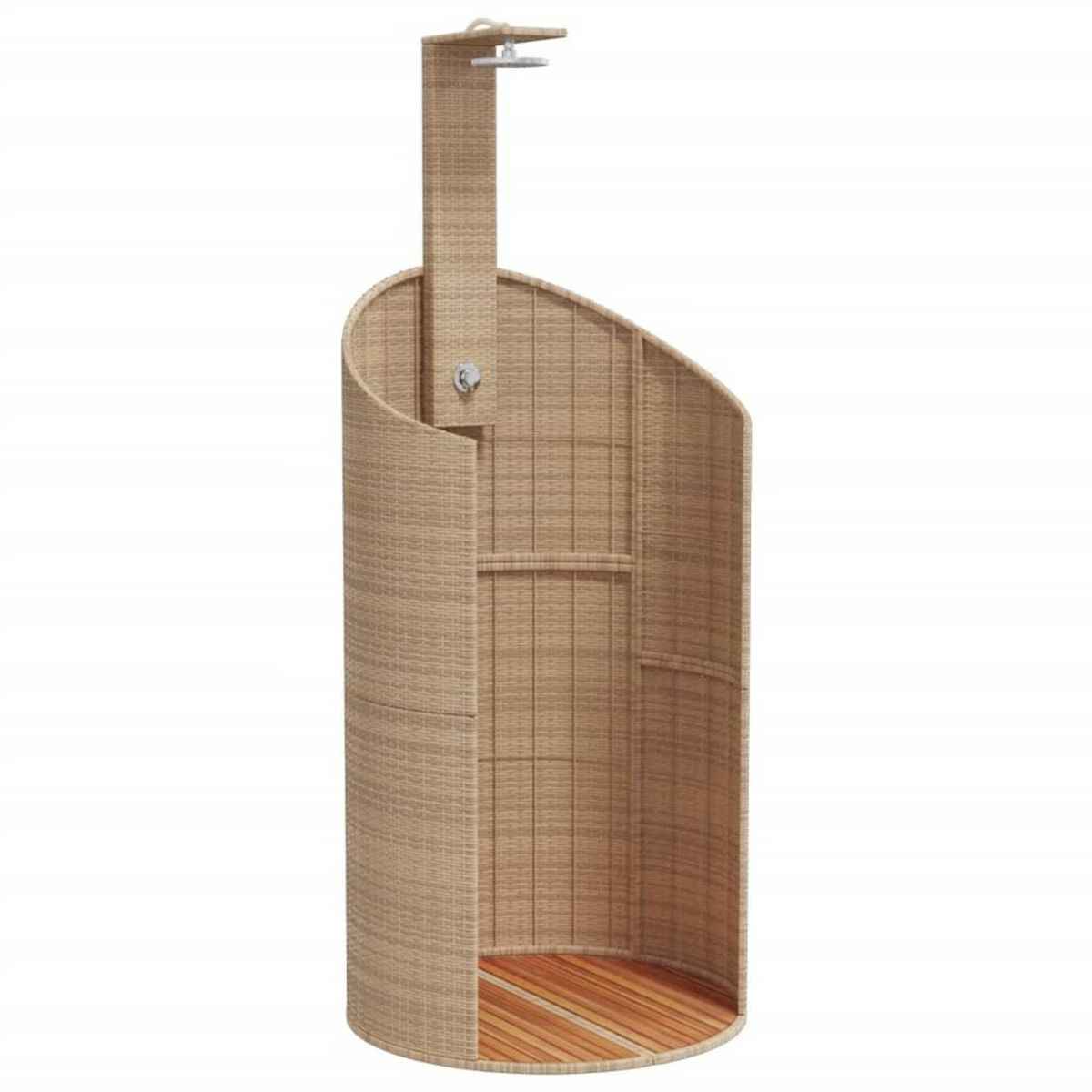 VIDAXL Douche d'exterieur beige 100x100x241,5cm poly rotin bois acacia