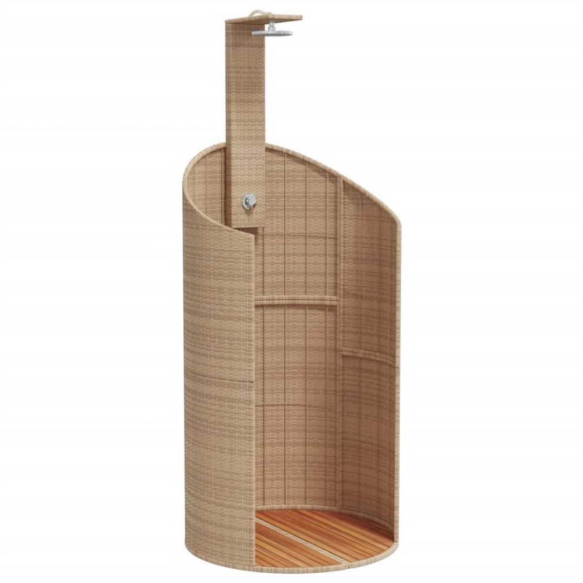 VIDAXL Douche d'exterieur beige 100x100x241,5cm poly rotin bois acacia