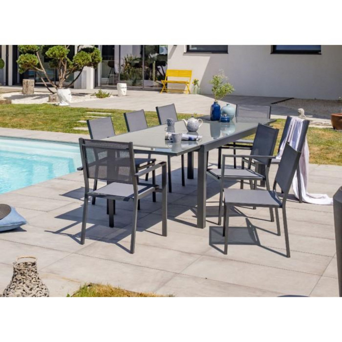 Paris Prix Lot de 2 Chaises de Jardin Empilables  Tolede  87cm Gris Anthracite