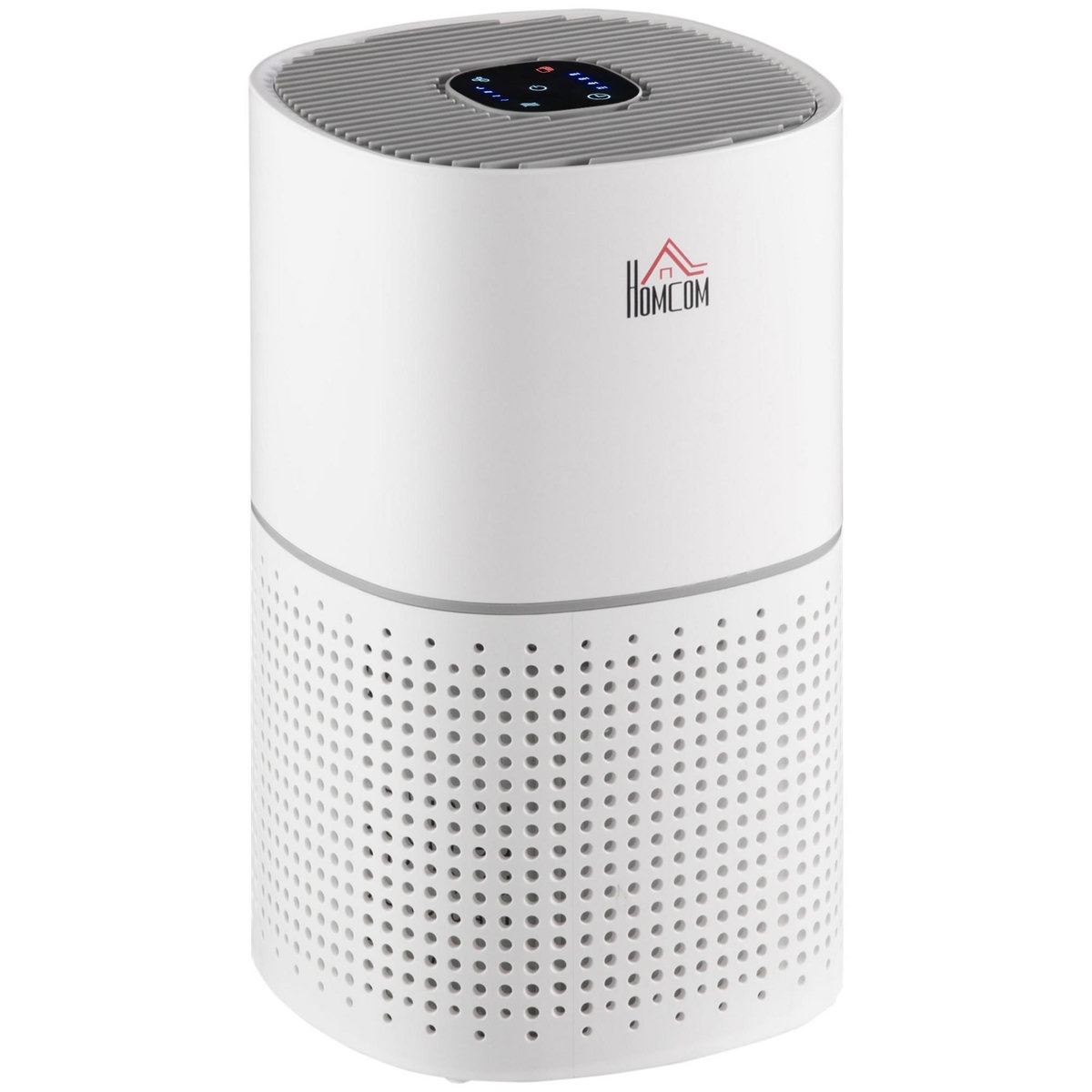 HOMCOM Purificateur d'air 50 W 4 vitesses mode silencieux - filtre HEPA, charbon actif -  jusqu'à 24 m² - débit d'air pur 225 m³/h - timer - ABS blanc gris