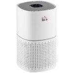 HOMCOM Purificateur d'air 50 W 4 vitesses mode silencieux - filtre HEPA, charbon actif -  jusqu'à 24 m² - débit d'air pur 225 m³/h - timer - ABS blanc gris