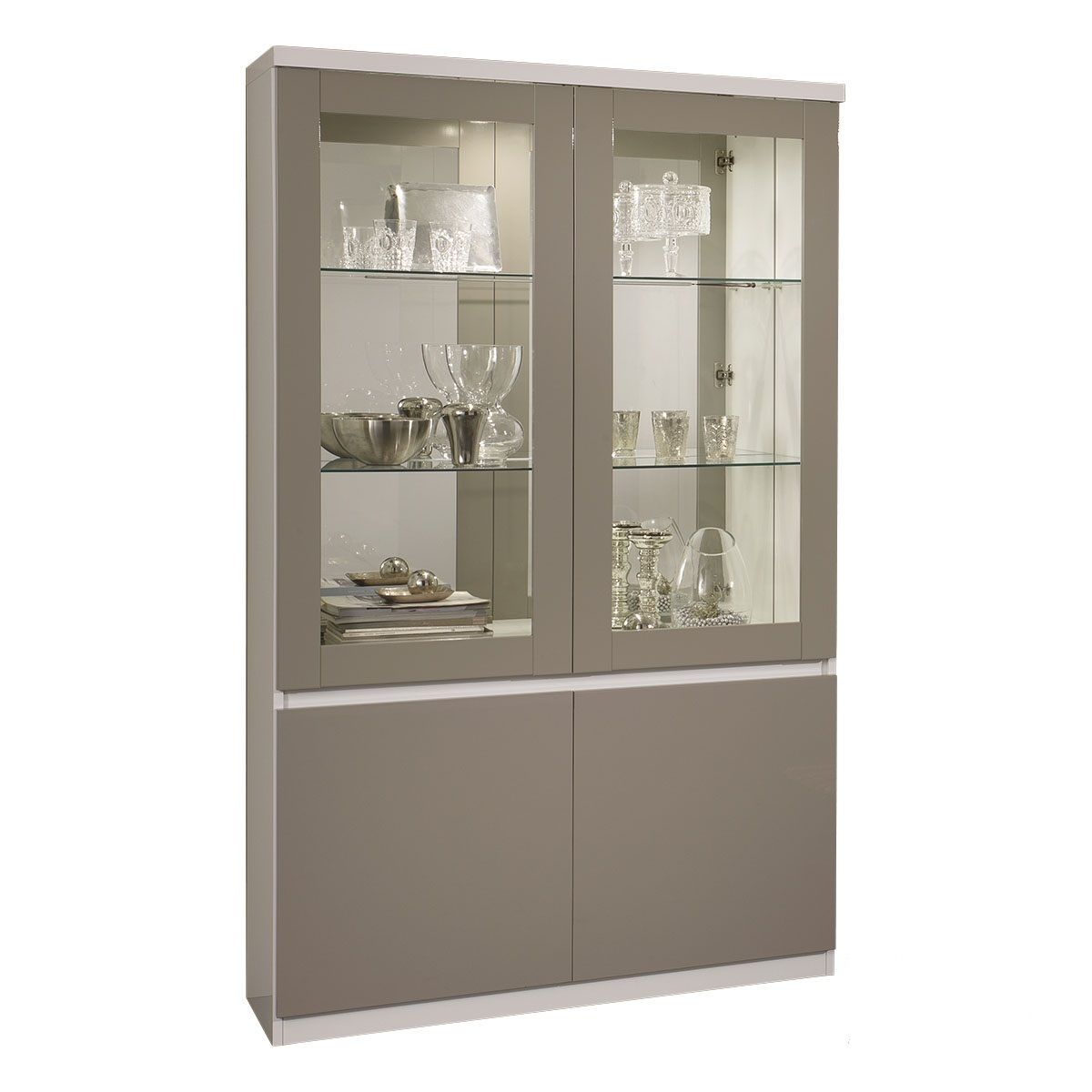 Vitrine 4 portes L115cm GENOVA, bicolore