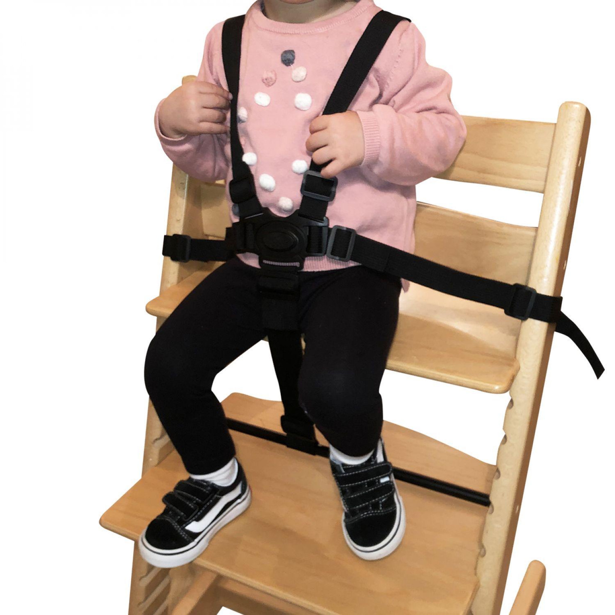 Voir la diapositive 4 : Monsieur Bébé Harnais de sécurité universel 5 points pour chaise haute bébé - Noir