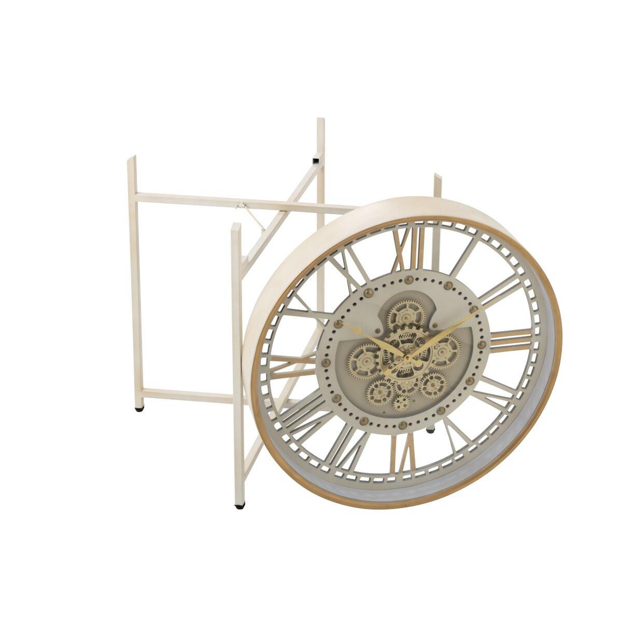 Voir la diapositive 2 : J-LINE Table Basse Horloge  Brice  64cm Blanc