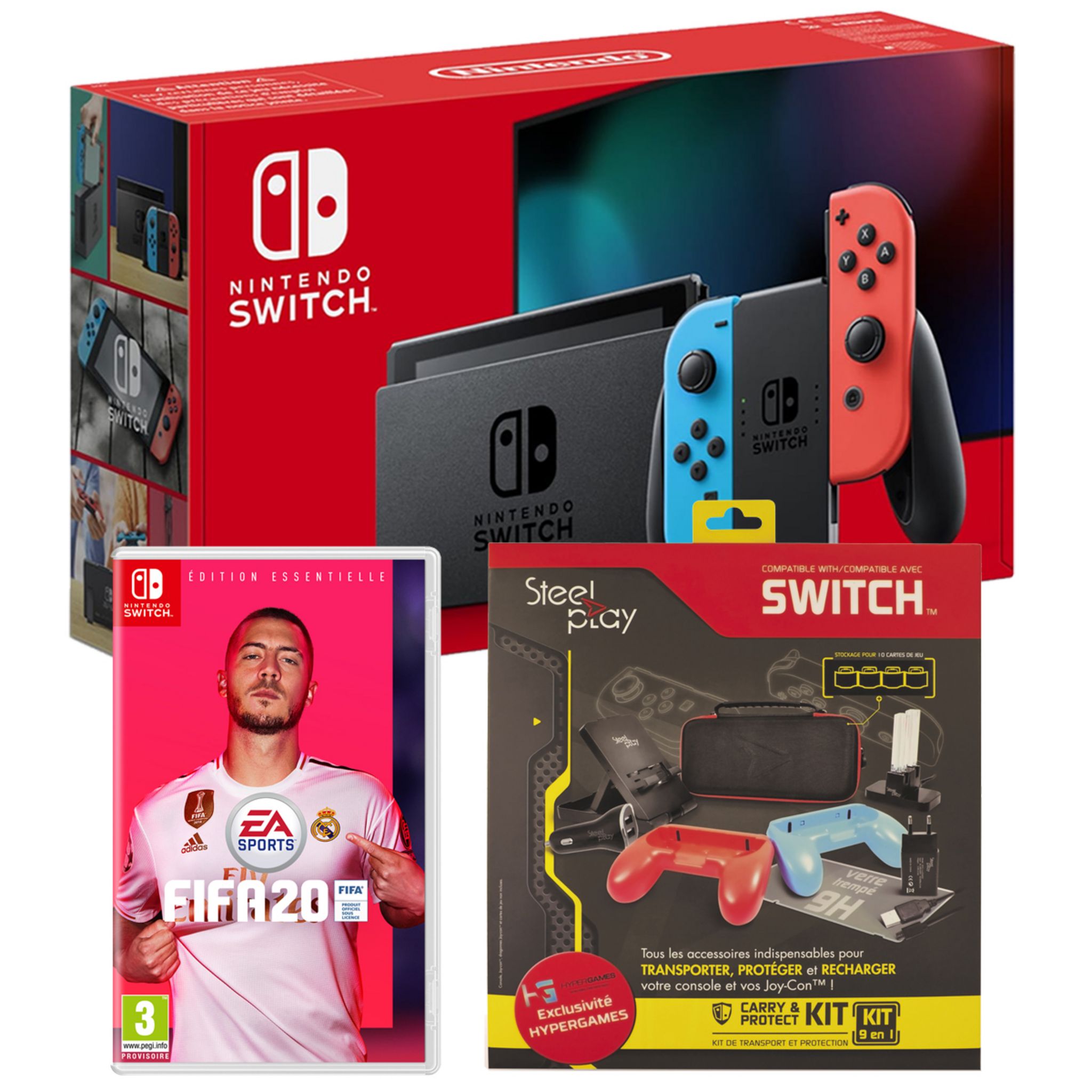 NINTENDO EXCLU WEB Console Nintendo Switch Néon + FIFA 20 + Pack