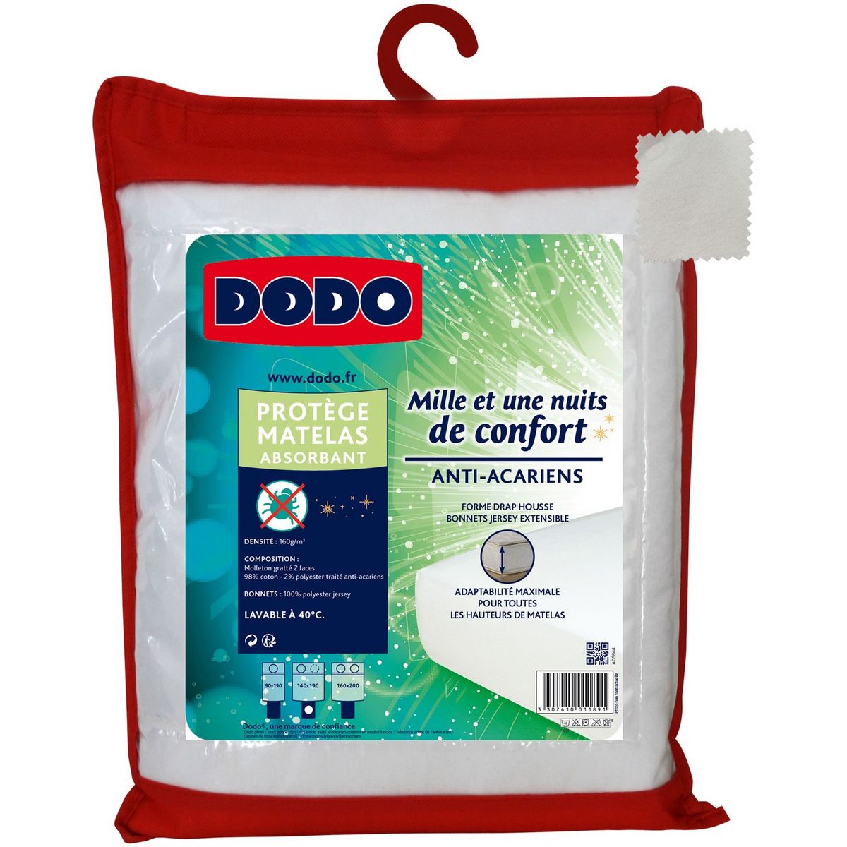 DODO Protège matelas absorbant en polycoton anti-acariens MILLE ET UNE NUITS DE CONFORT