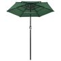 Voir la diapositive 2 : VIDAXL Parasol de jardin a 3 niveaux avec mat en aluminium vert 2 m