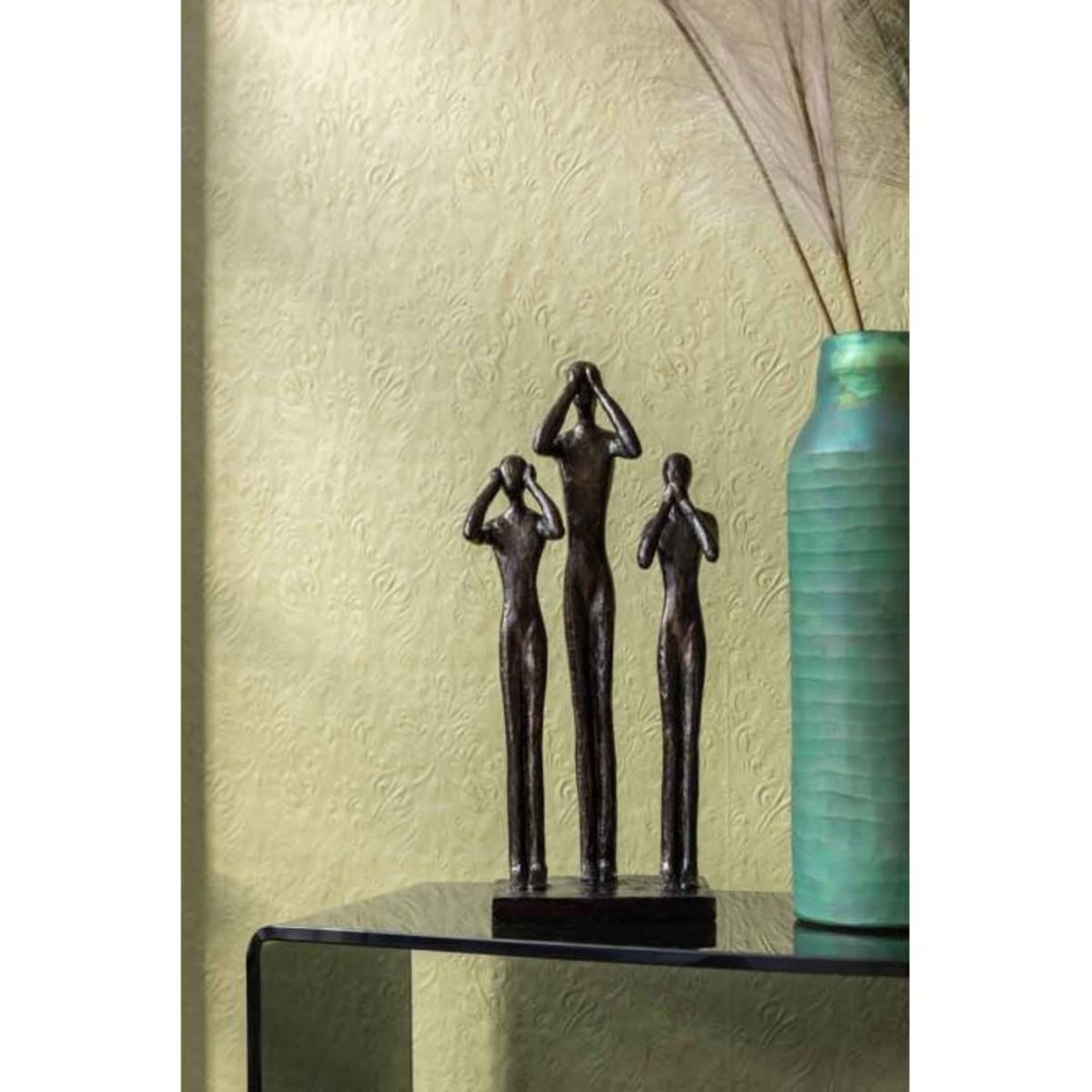 Paris Prix Statuette Déco  3 Personnes Debout  41cm Marron