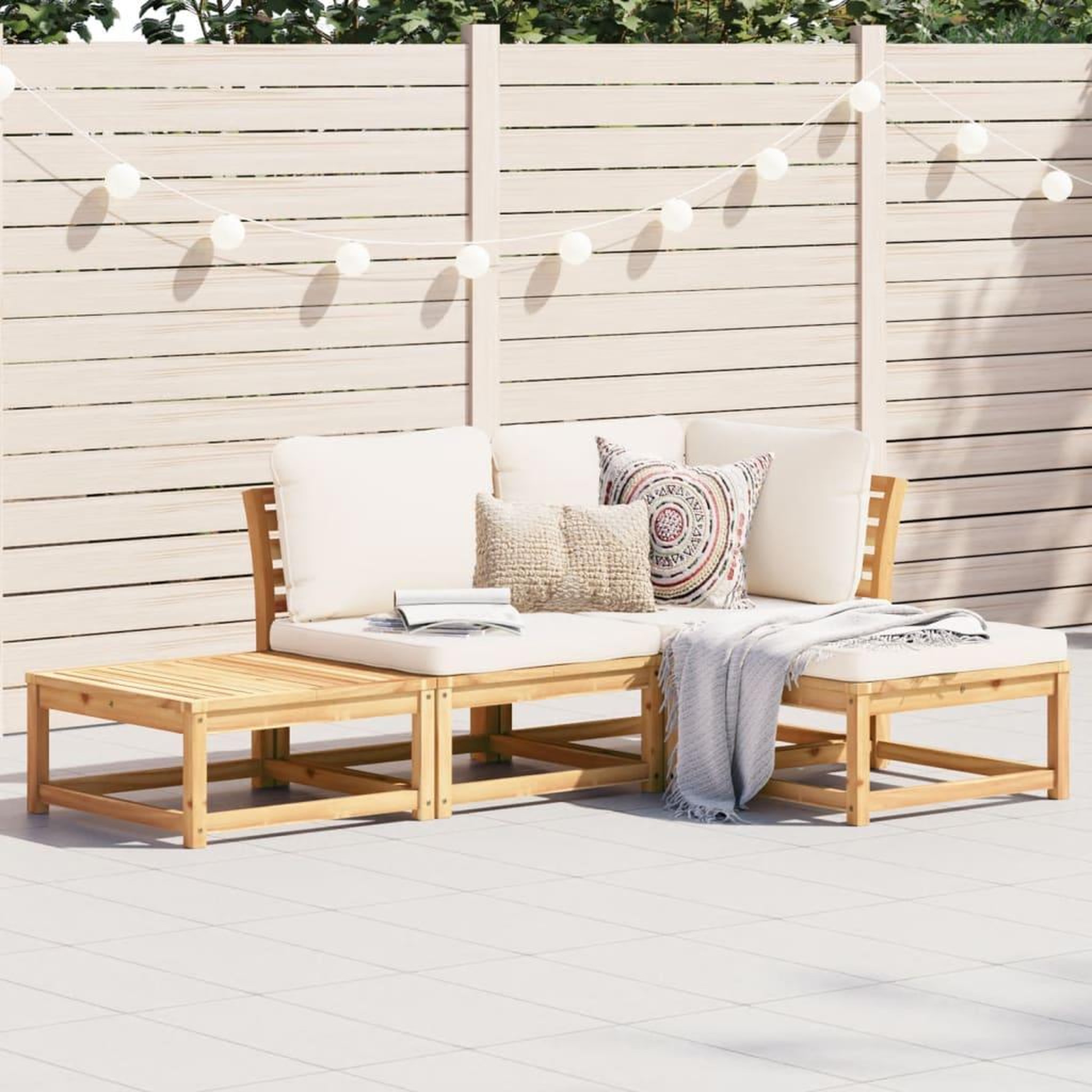 VIDAXL Salon de jardin 4 pcs avec coussins Bois d'acacia solide
