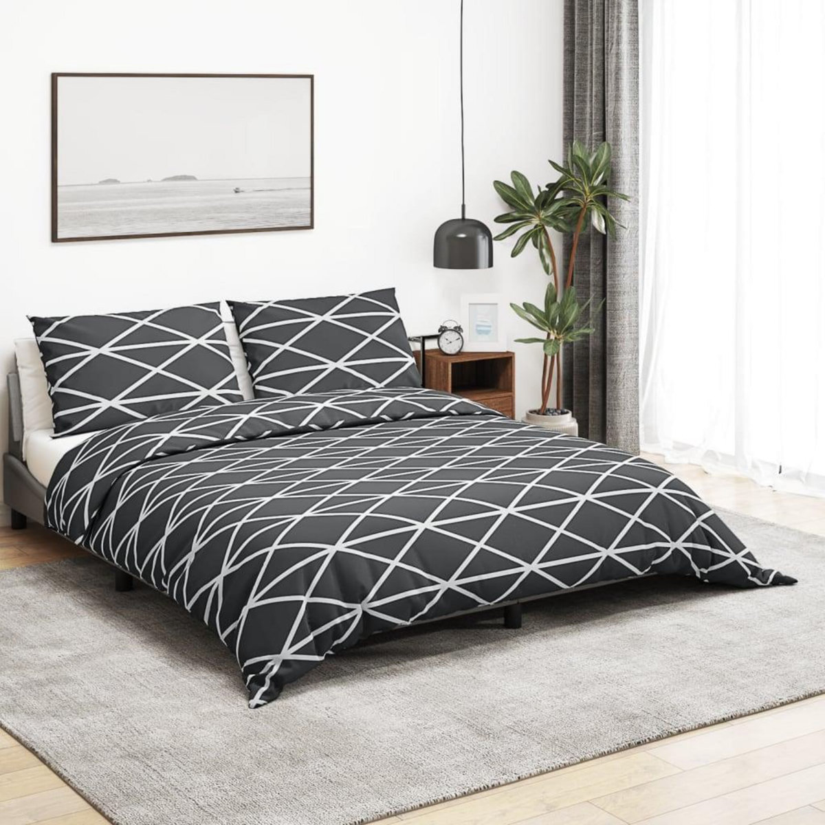 VIDAXL Ensemble de housse de couette Gris 135x200 cm Coton