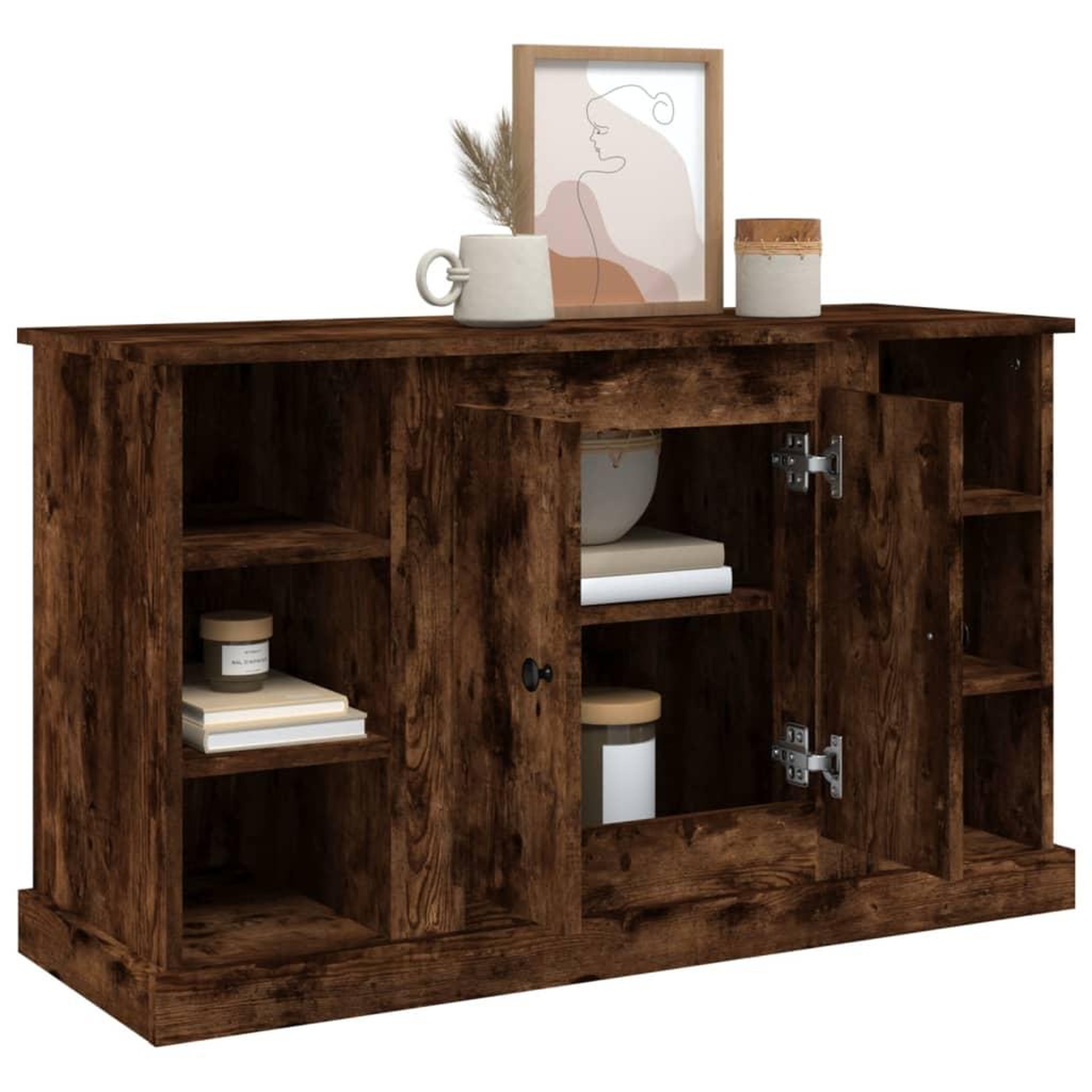 Voir la diapositive 5 : VIDAXL Buffet Chene fume 100x35,5x60 cm Bois d'ingenierie