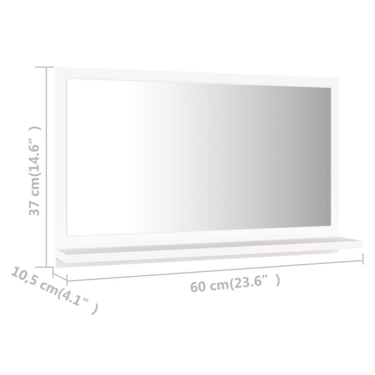 VIDAXL Miroir de salle de bain Blanc 60x10,5x37 cm Bois d'ingenierie