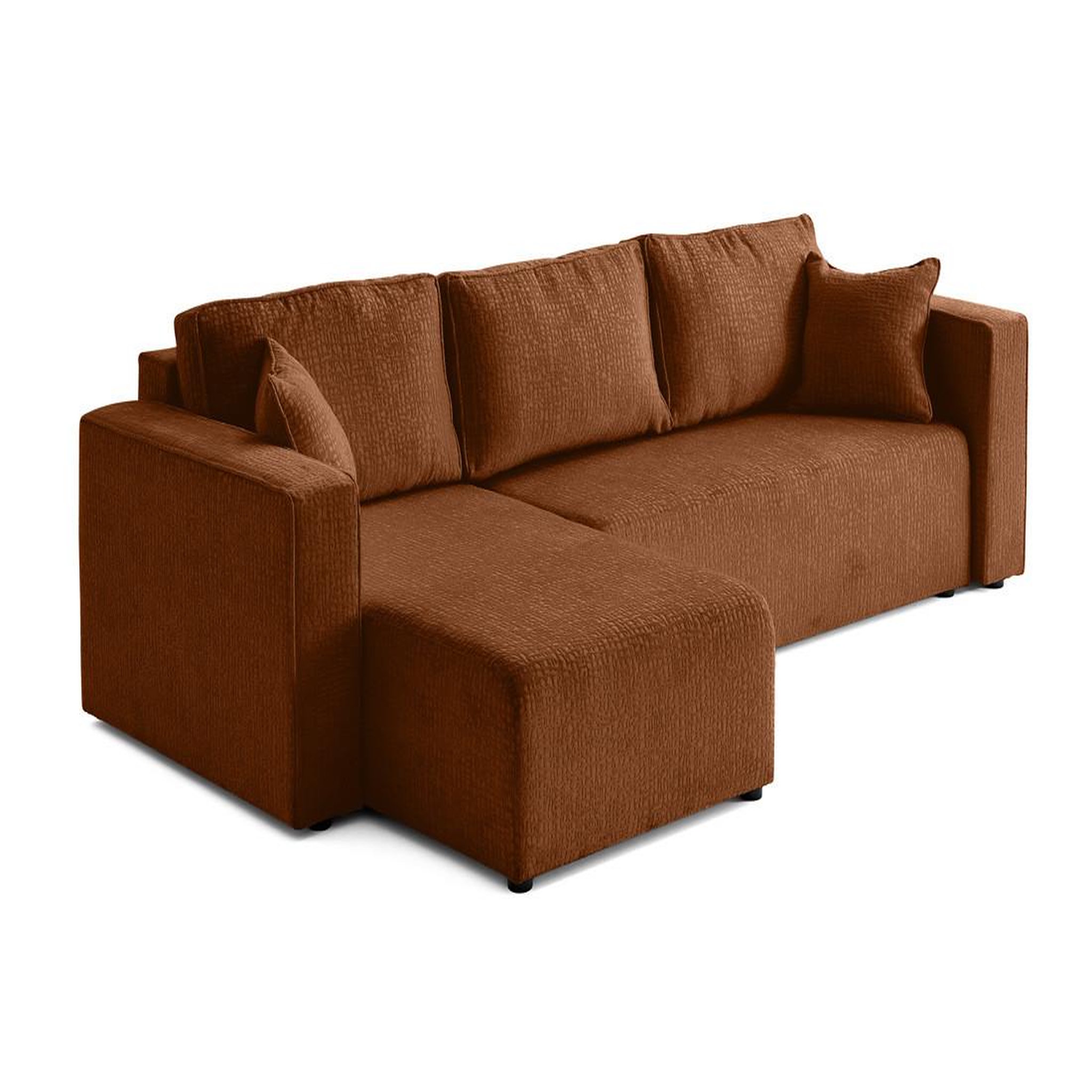 Voir la diapositive 6 : BEST MOBILIER Topaze - canapé d'angle réversible - 4 places - convertible avec coffre - en tissu velours relief