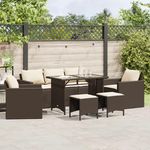 VIDAXL Salon de jardin avec coussins 6 pcs marron resine tressee
