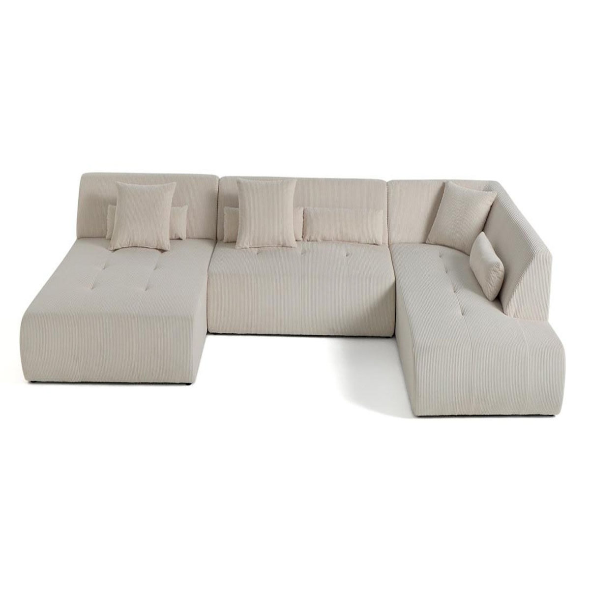 LISA DESIGN Onyx - canapé panoramique d'angle droit 7 places - en velours côtelé