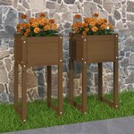 VIDAXL Jardinieres 2 pcs Marron miel 40x40x81 cm Bois massif de pin