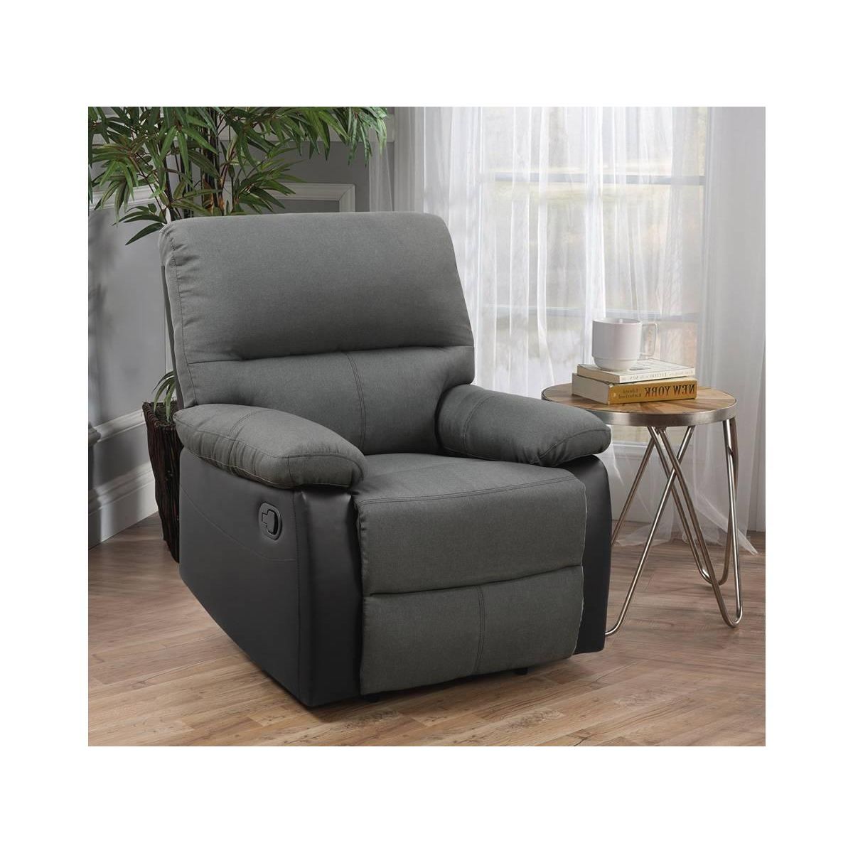 Habitat et Jardin Fauteuil relax  Lincoln  - 90 x 89 x 103 cm - Noir/Gris foncé
