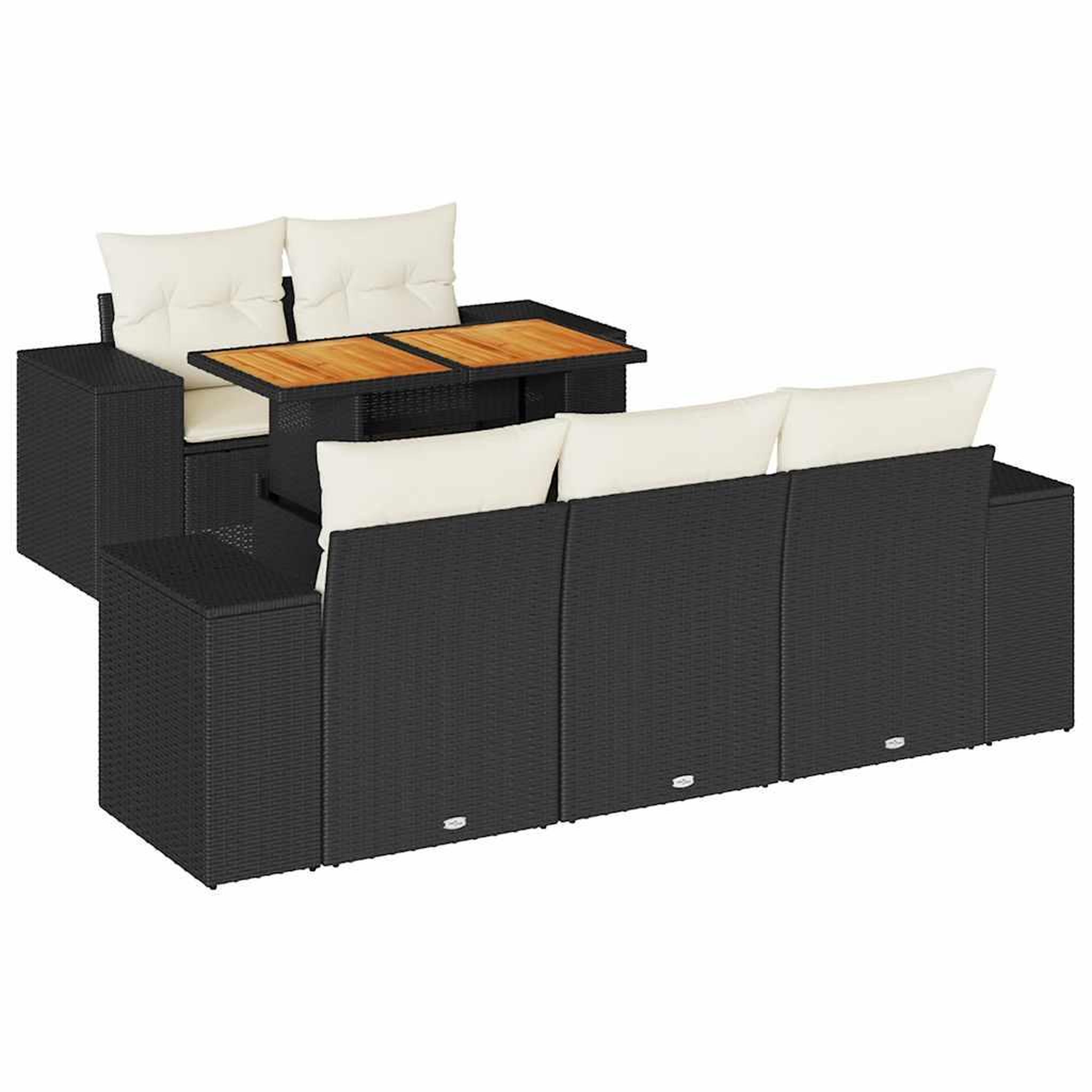 Voir la diapositive 2 : VIDAXL Salon de jardin 6 pcs avec coussins noir resine tressee