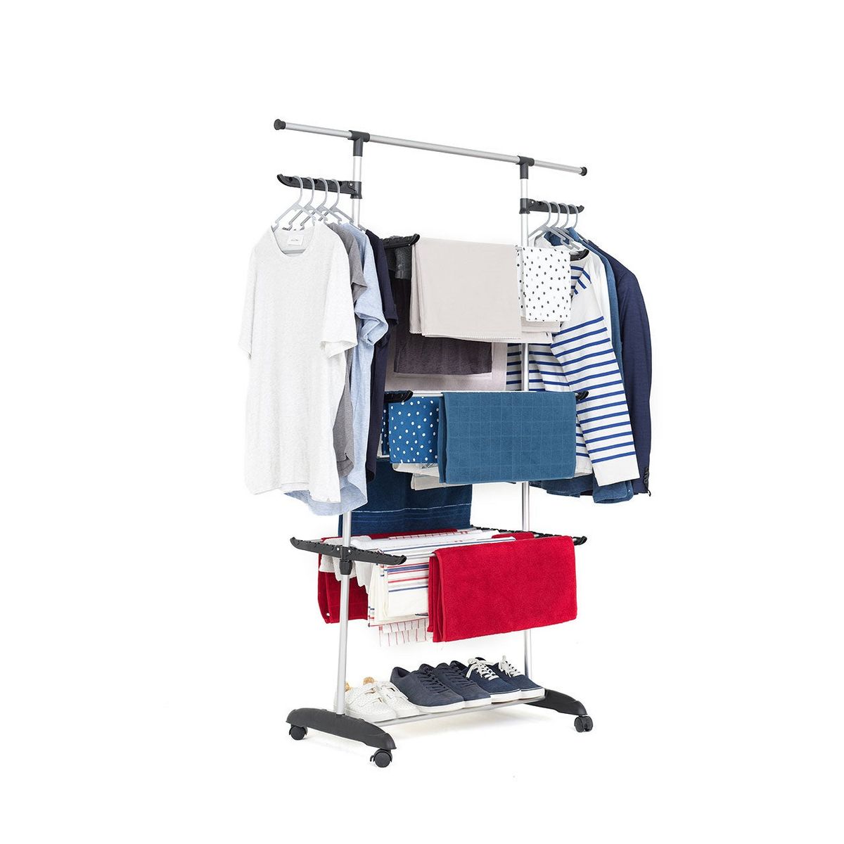 BATIMEX Séchoir à linge étendoir multifonction 32M ULTIMA 4 niveaux Noir et inox