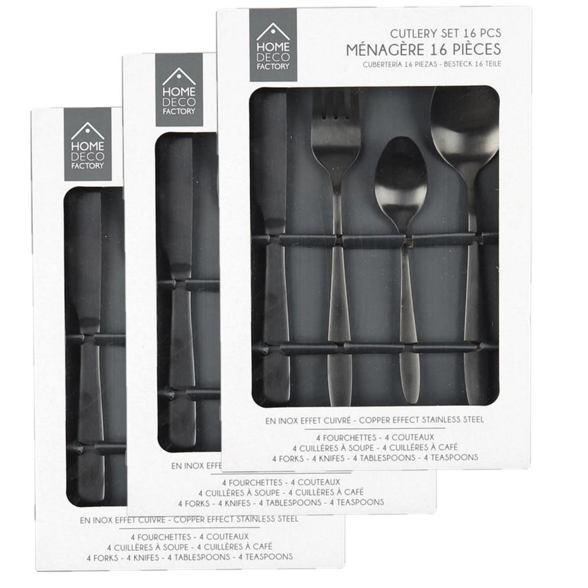 TOILINUX Lot de 3 Ménagères en Acier Inoxydable 48 Couverts