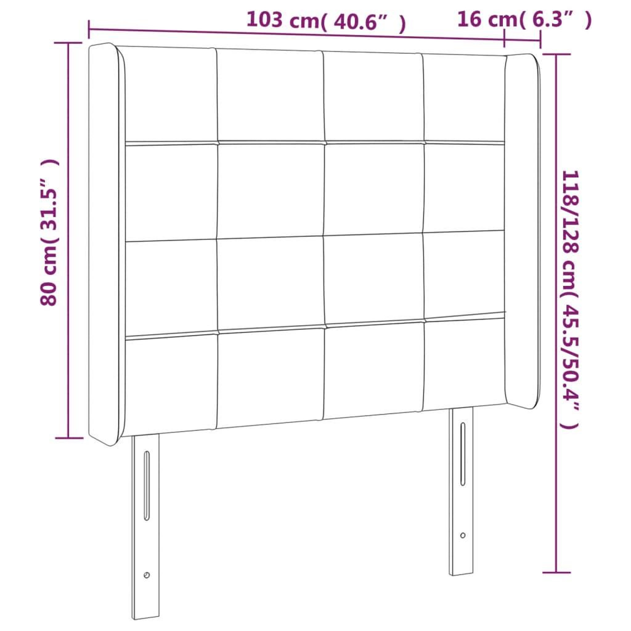 Voir la diapositive 6 : VIDAXL Tete de lit a LED Marron fonce 103x16x118/128 cm Tissu