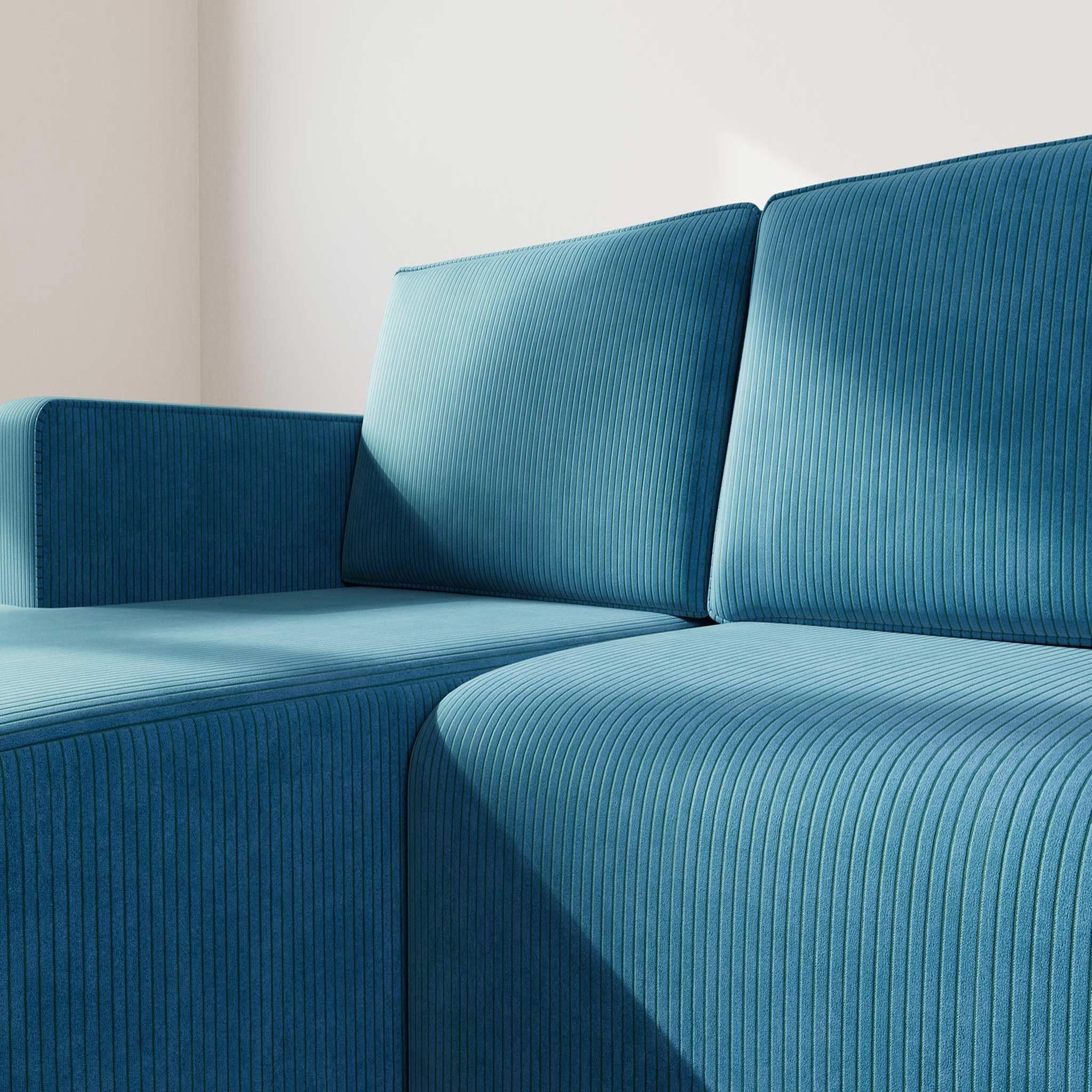 Voir la diapositive 4 : BEST MOBILIER Topaze - canapé d'angle gauche 4 places convertible avec coffre en velours côtelé